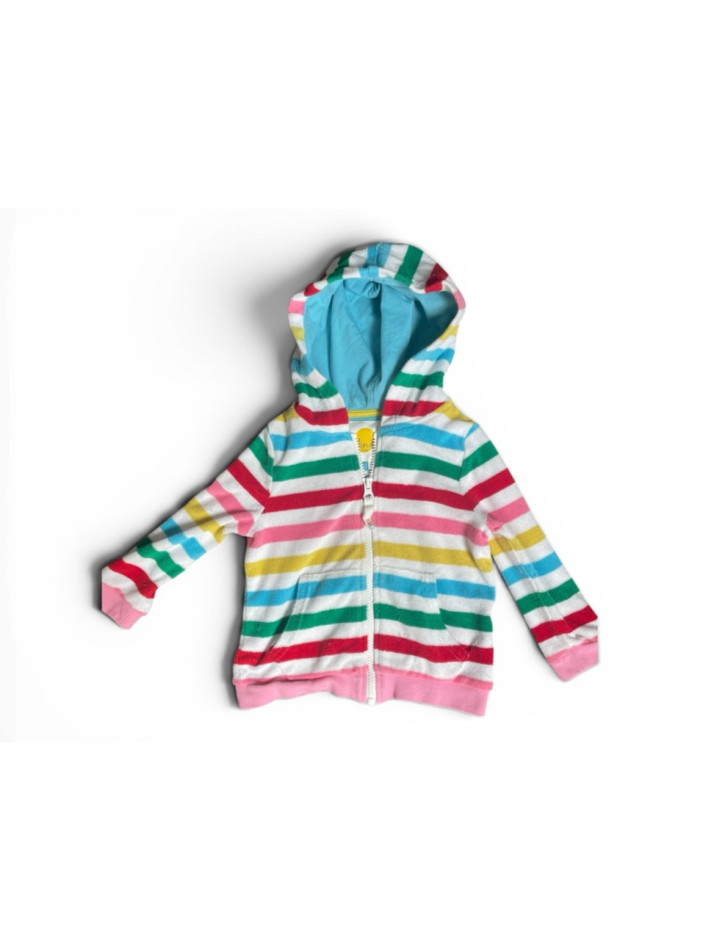 Mini Boden Stripe Terry Hoodie 2-3Y Colorful Beach Zip Up #AA